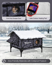 Gable Heated Cat House for outside Cats in Winter, 100 Waterproof, Escape Do...
