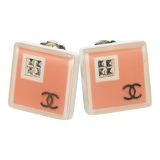 Chanel Coco Mark Square Earrings Women Pink One Size