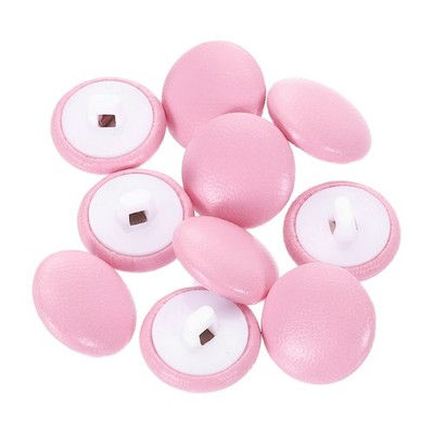10 Round PU Leather Buttons 15mm with Stem, Pink for Clothing