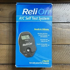 ReliOn A1C Self Test System, Glucose Monitoring System, Diabetic Management