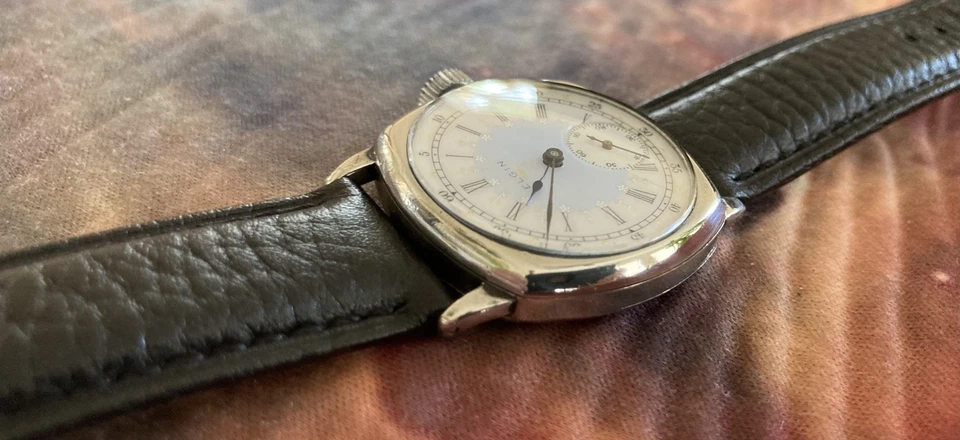 Часы наручные винтажные Elgin 1905 элегантный причудливый циферблат никелевый корпус 15 камней - Изображение 4 из 4
