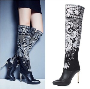 thigh high embroidered boots