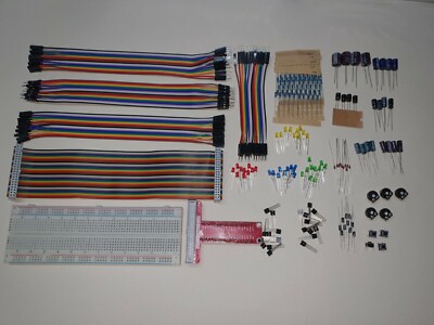 Sortiment für Raspberry Pi : Breadboard, GPIO Connector, Kabel, Bauteilesatz