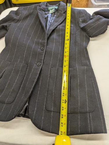 Lauren Ralph Lauren Womens Blazer Black Pinstripe Wool 100% Lambswool Size 4 - Picture 11 of 11