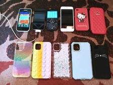 Lot of 4 Assorted Phones 7 Cases 2x iPhones Pantech Galaxy S