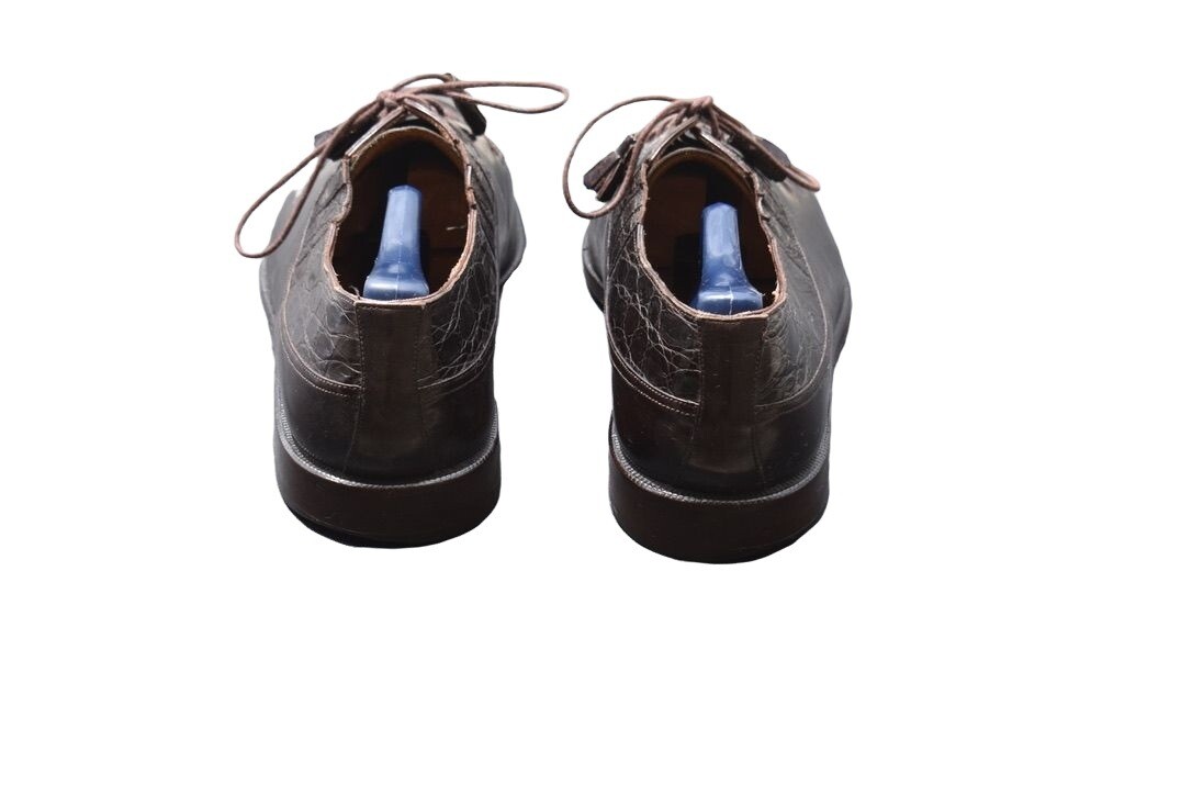 Aventura Brown Crocodile Embossed Oxford Lace-up Shoes 8.5 