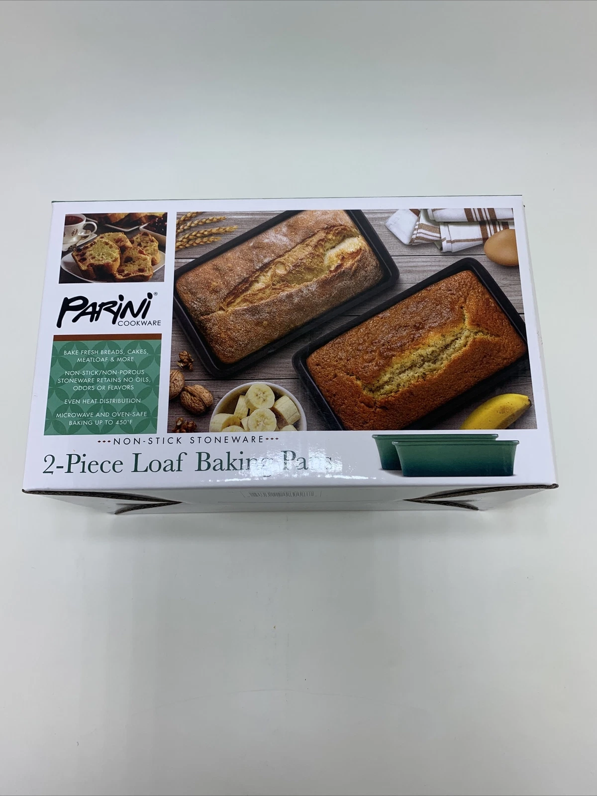 Parini Cookware Non Stick Stoneware 2 Pieces Loaf Baking Pans Oven Safe (A32TP)