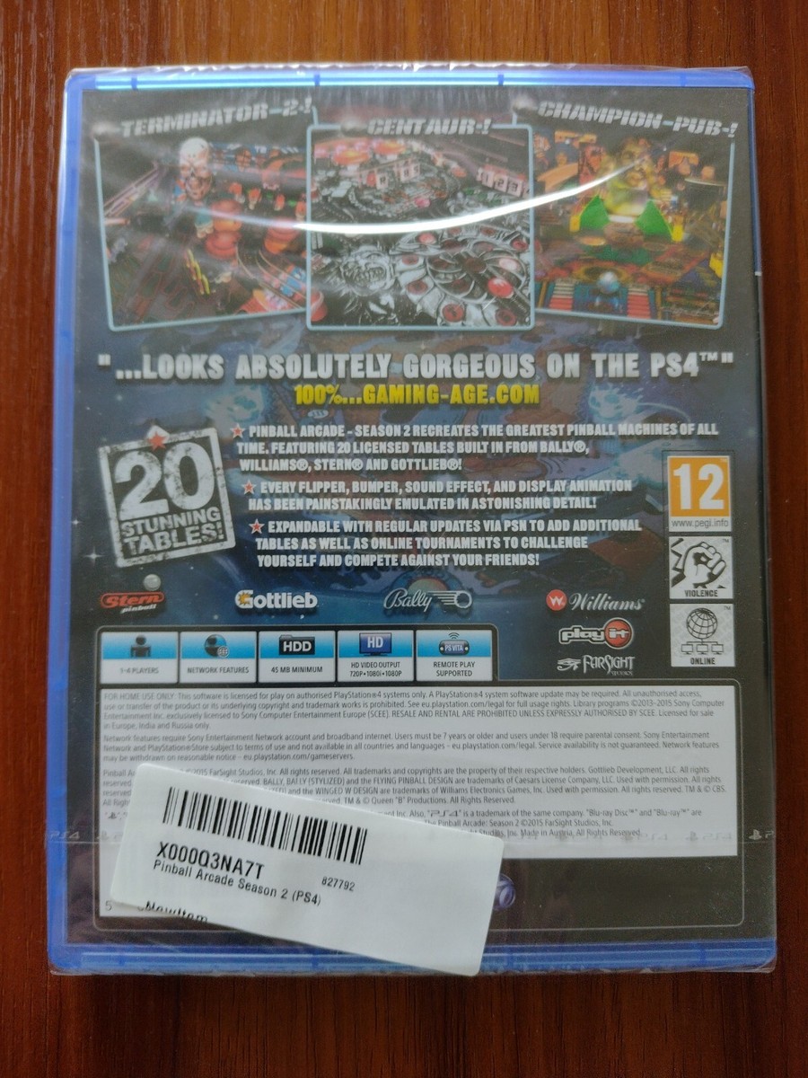 Jeu The Pinball Arcade Season 2 Pour PS4 - Version UK, Neuf Sous Blister - Genre Arcade, Classification 12 Ans