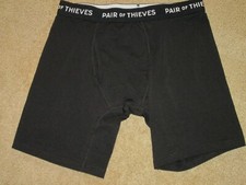 Pair of Thieves men's boxer brief-sz Sm-1 PR-new-LONG LEG black-cotton blend