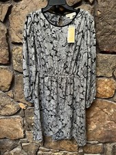 MICHAEL KORS Black & Metallic Silver Party Dress Plus 1X NWT$165 WF2819T6YM