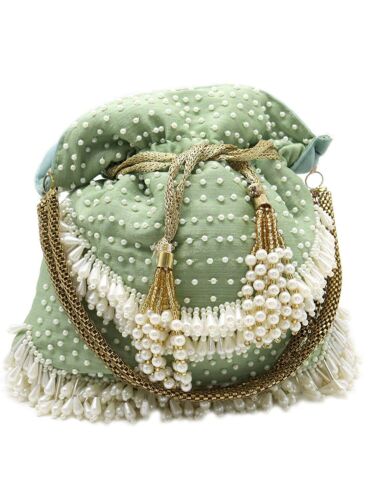Rare sacs potli traditionnels pour femmes artisanaux perroquet vert pour fête de mariage - Photo 1 sur 5