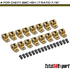 Gold 2024 Aluminum Roller Rocker Arm Set for Chevrolet BBC 454 1.7 Ratio 7/16"
