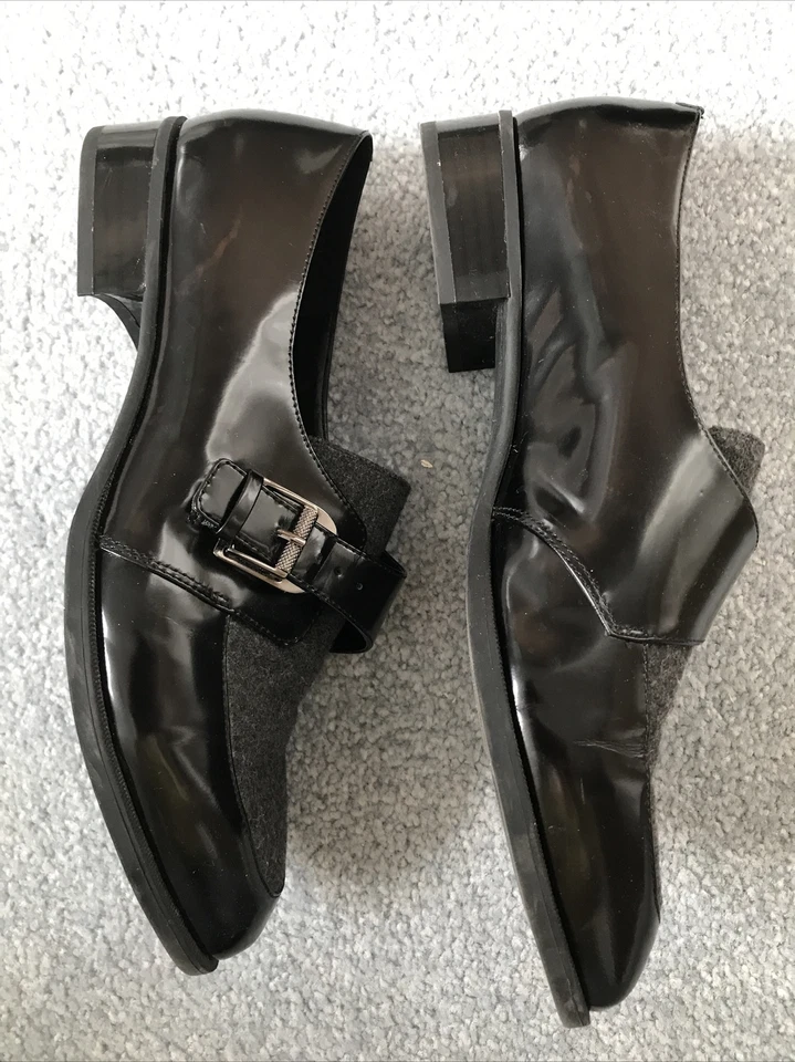 Nine West Mocasín Norella Monkstrap Mujer Talla 9.5M Negro Charol Zapatos Gris Tela Foto 3 de 4