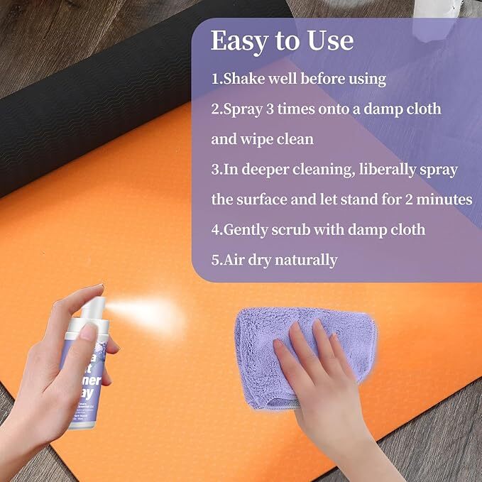 Organic Yoga Mat Cleaner Spray with Essential Oils – No Residue + Free Towel
