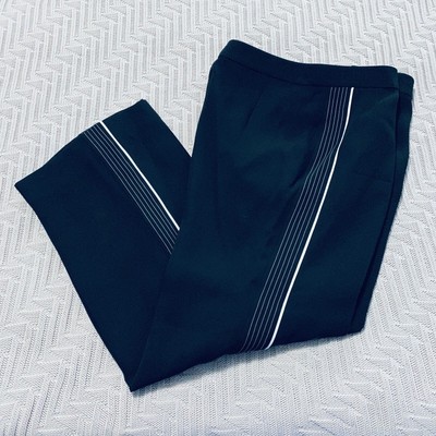 St. John black tuxedo stripe silk dress pants NWOT