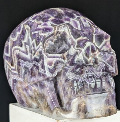 Chevron Amethyst Skull Carving Dream Crystal Chakra Gemstone Large Big Huge