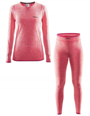 Craft Damen Ski Unterwäsche Oberteil Unterhose Baselayer Set orange grau 2 tlg