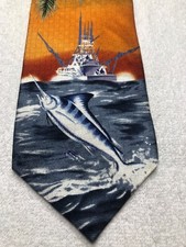 VAN HEUSEN MENS TIE BLUE GOLD GREEN WITH BILLFISH 4 X 58