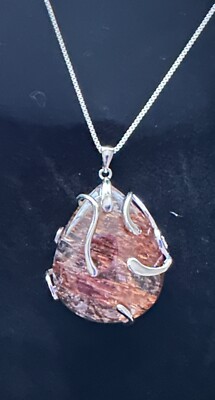Copper Rutile Quartz Crystal Pendant/Sterling Silver,Jewelry,Metaphysical,Gem