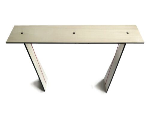 Slim Laser Cut Wood Console Table - Unique Skinny Design for Behind Sofa - Picture 4 of 10