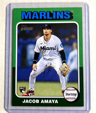 2024 Topps Heritage High Number #626- Jacob Amaya Green Parallel Sp Rc