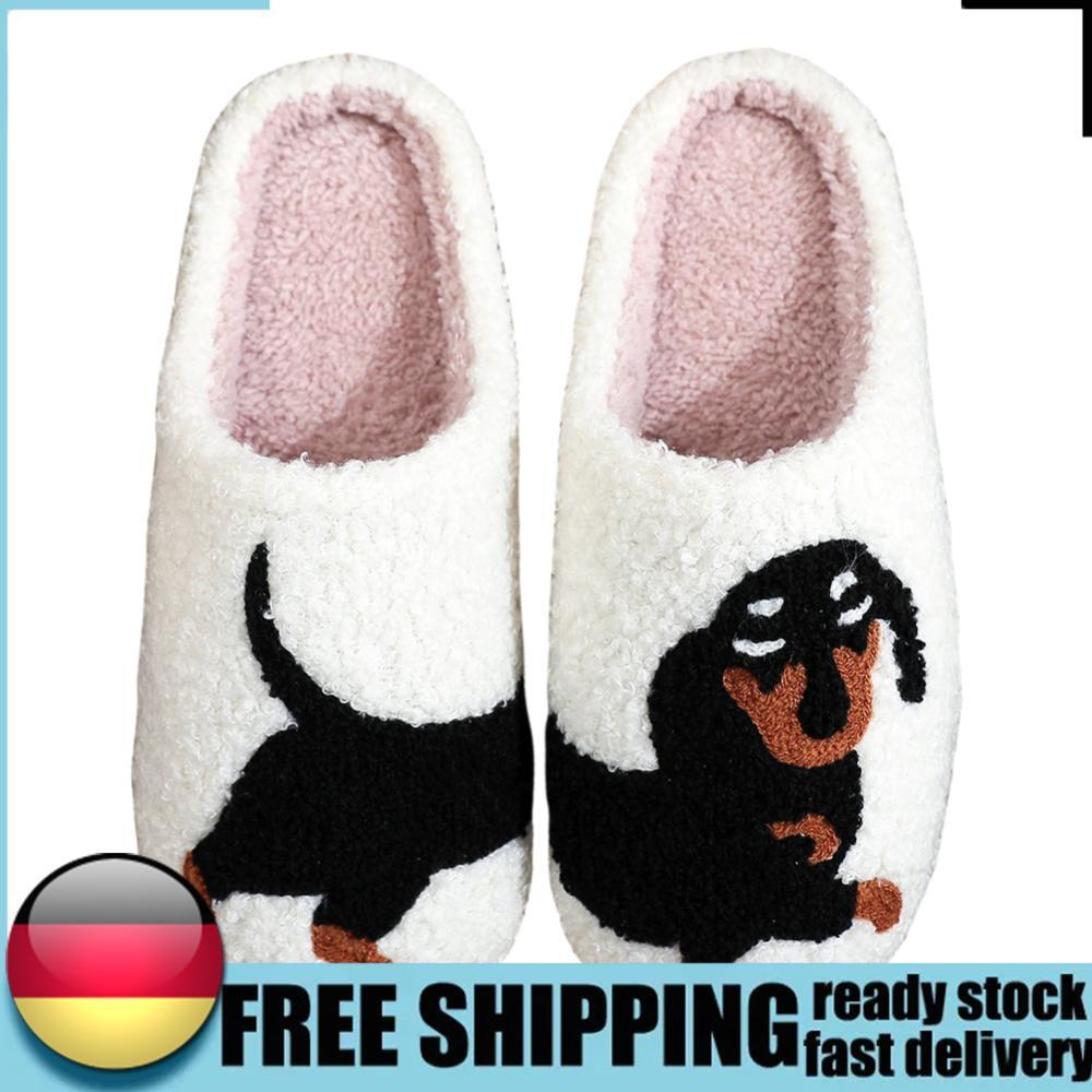 APL Closed Toe Slippers Plush Dachshund Slippers Comfortable Anti Slip for Winter
