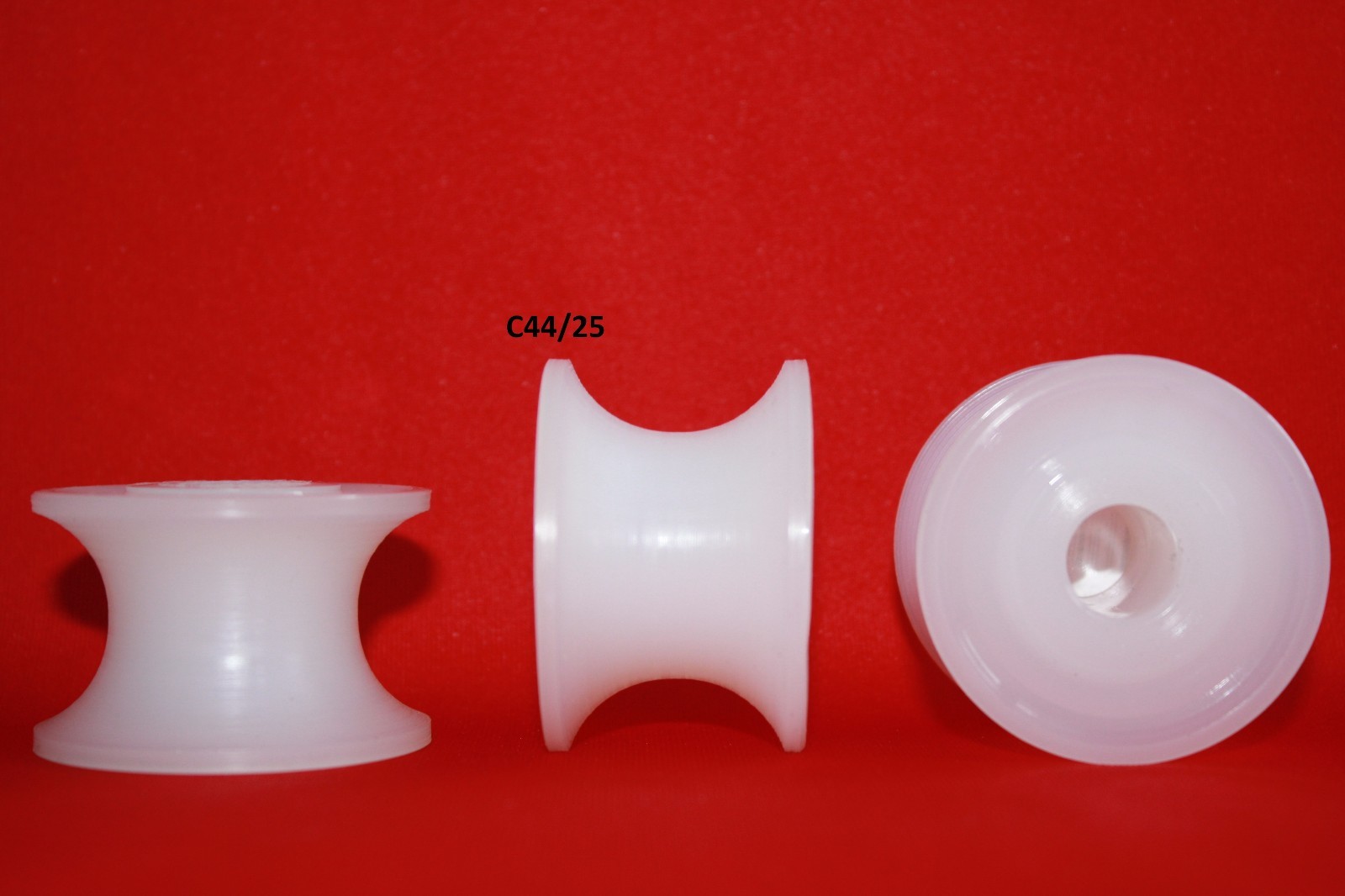 44mm Round U Groove Nylon Pulley Wheel Roller , Various Groove Size