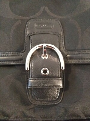 COACH F25290 CAMPBELL SIGNATURE IZZY FASHION SATCHEL PURSE BLACK