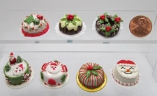Dollhouse Miniature Handcrafted Christmas Holiday Cake - 8 Design Options