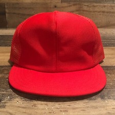 Vintage BLANK Red Hat Snapback Trucker Cap Mens 1970s Customizable - READ