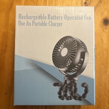 Battery Operated Stroller Fan Flexible Tripod Clip on With 3 Speeds Black