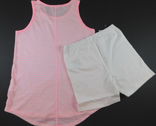GAP Girl Tank Top Shorts Pink White SIZE XXL(13) Cotton Poly Stripe Star NEW - Picture 5 of 5