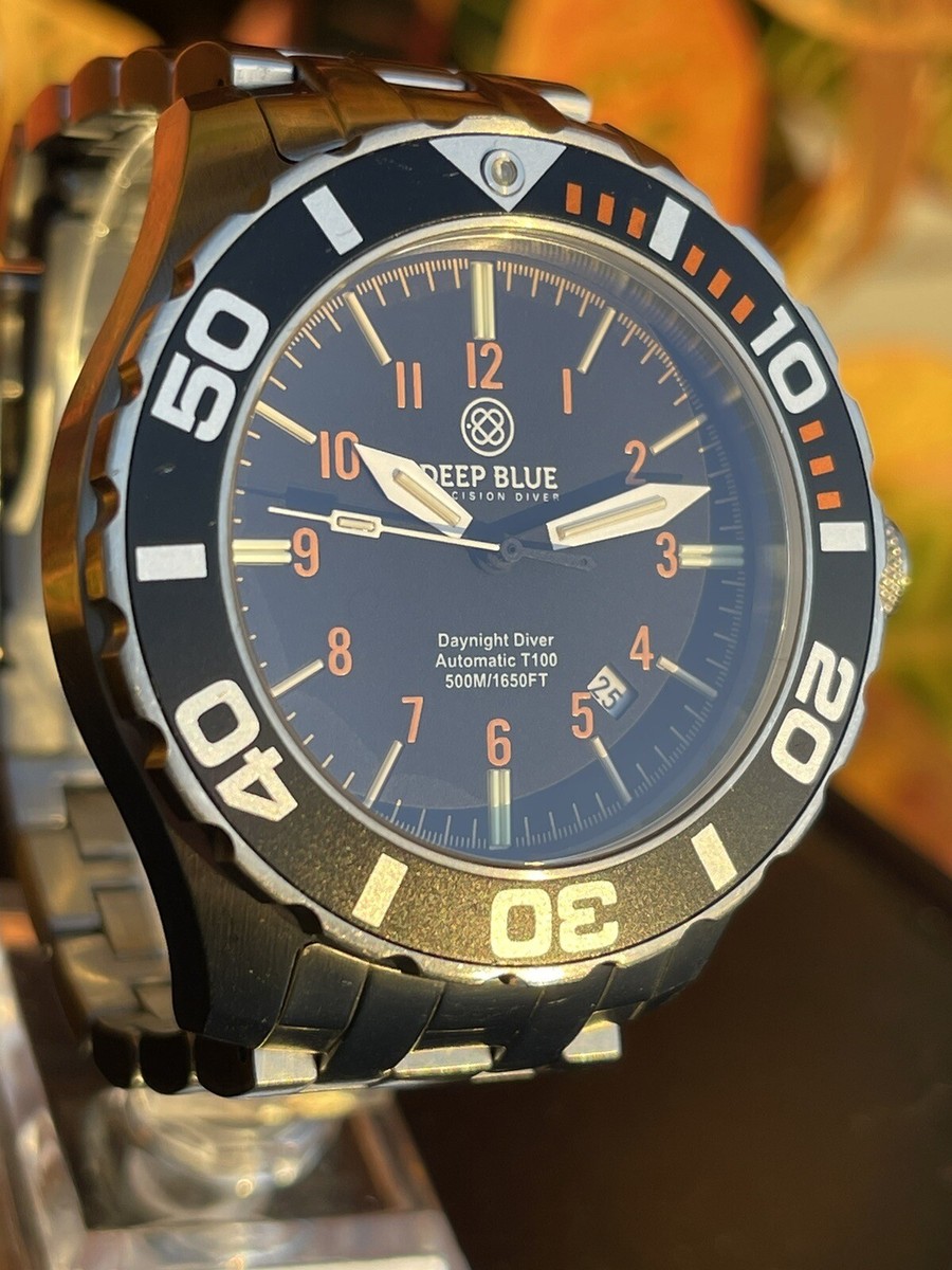 Deep Blue Daynight Pro Diver Automatic T 100 Flat Tube Watch