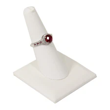 2 Pc White Faux leather Single Finger Ring Display Jewelry Showcase Retail