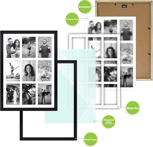 Quality Black Wood Photo Collage Frame for 9 Pictures - 2 Pack, Modern Style - Picture 6 of 9