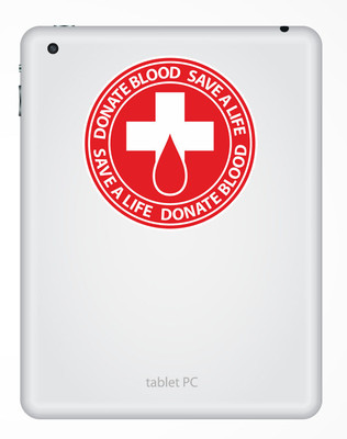 2 x 10cm Donate Blood Vinyl Sticker iPad Laptop Bike Car Donor