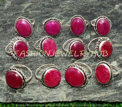 Simulated Ruby Gemstone Ethnic Handmade 5pcs Ring Lots For Woman FR ...