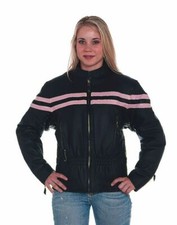 Women's Racer Jacket Black With Pink Stripes Xl 2x