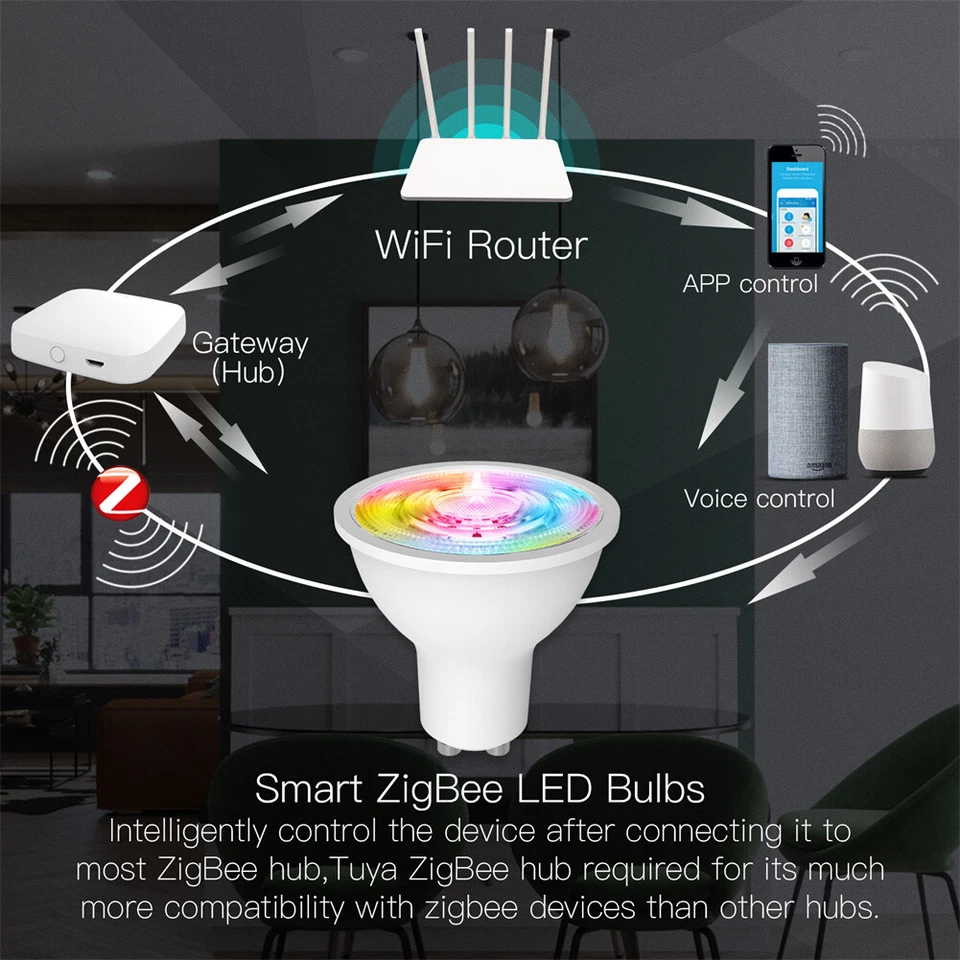 MOES ZigBee GU10 Smart LED Bulb 5W RGB C+W Light Bulb Dimmable Lamp APP - Image 2 of 4