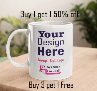 Personalised Mug any Image photo design Add Text custom Gift Tea Coffee Cup 11oz