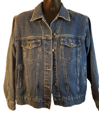 Bill Blass Jeans Heavy Denim Truckers Jacket - Med Blue Wash- Small- 100 Cotton