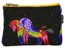   New LAUREL BURCH Cosmetic Makeup Bag RAINBOW HORSES Pouch Case Purse Pride Art