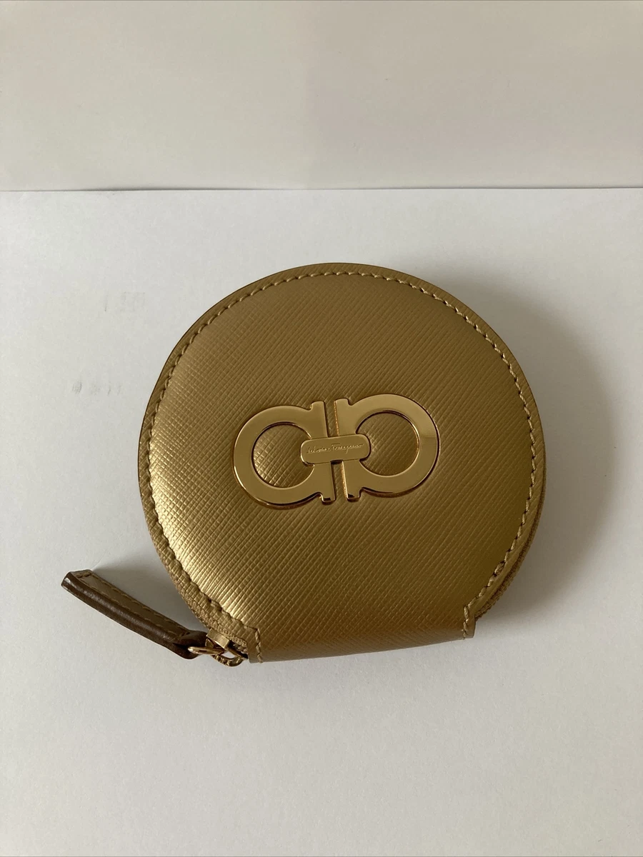 Salvatore Ferragamo Women's Round Coin Purse Pouch Wallet Gold