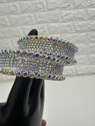 Brazaletes de fiesta paquistaníes Kada en diamantes americanos con efectos arco iris 2 piezas - Imagen 13 de 19