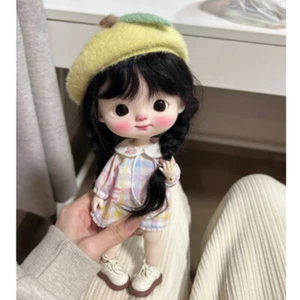 Cute Girl 1/6 BJD Doll Naked Resin Big Head Face Makeup Free Eyes Collect Gift