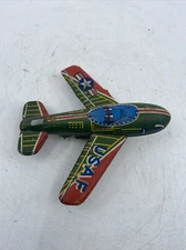 Vintage Rare USAF Friction Aircraft Saito S2 Litho Tin Toy Made In Japan Sign