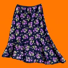 90's 00's vintage floral cherry print satin y2k asymmetrical skirt SMALL hype
