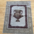 VTG Egyptian Wall Hanging Tapestry Classical Urn With Lioness Tan Red 38x47” New