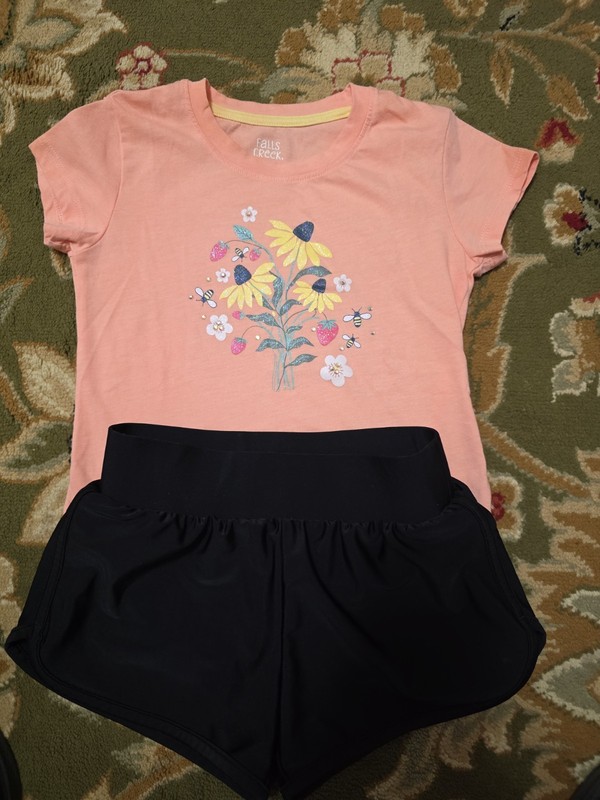 Girls Sz 6-8 Athletic Lined Shorts And Matching Tshirt