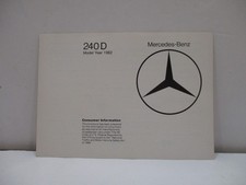 1982 Mercedes-benz 240d Consumer Information Brochure 123 584 35 98 Original